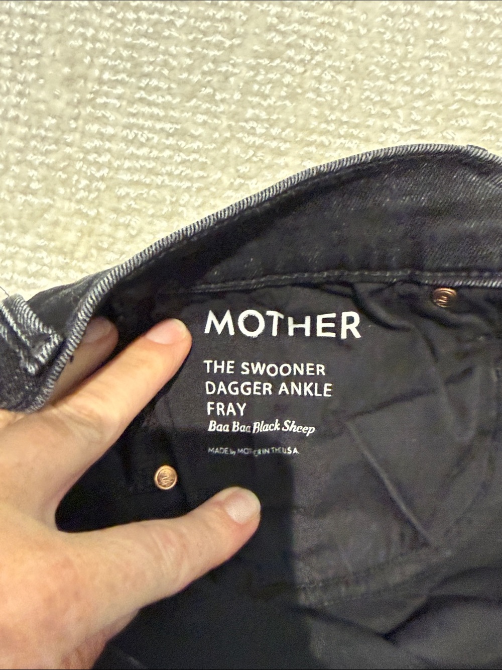 MOTHER Black Ankle Fray Jeans with Lace Hem - Picture 8 of 8